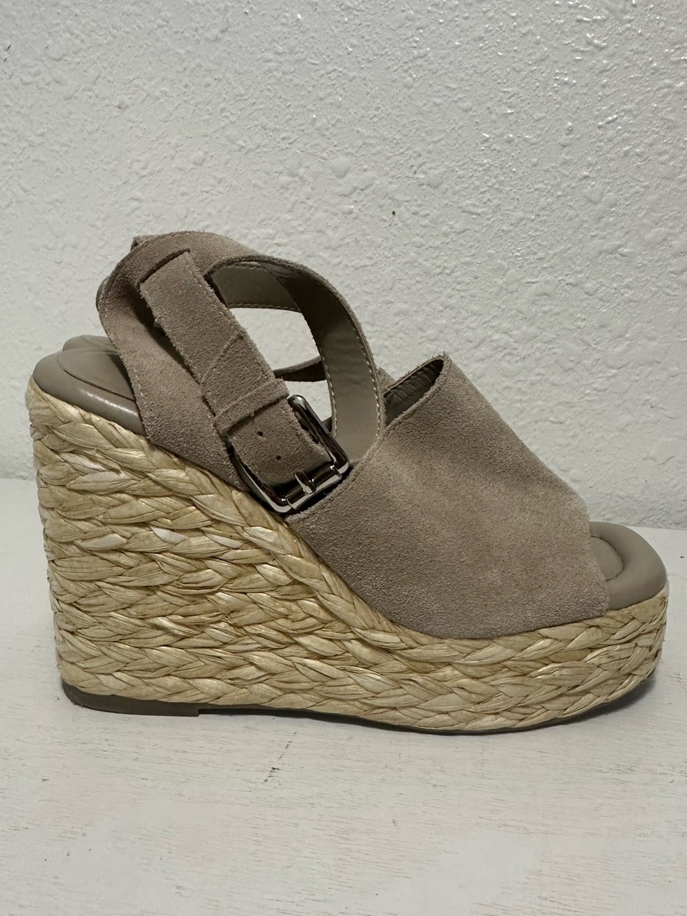 Marc fisher Women’s Taupe Suede Espadrille Wedge Sandals - Picture 4 of 8